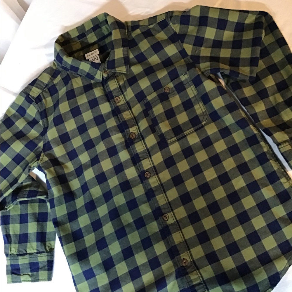 Carter’s- boy’s plaid button down long sleeve
